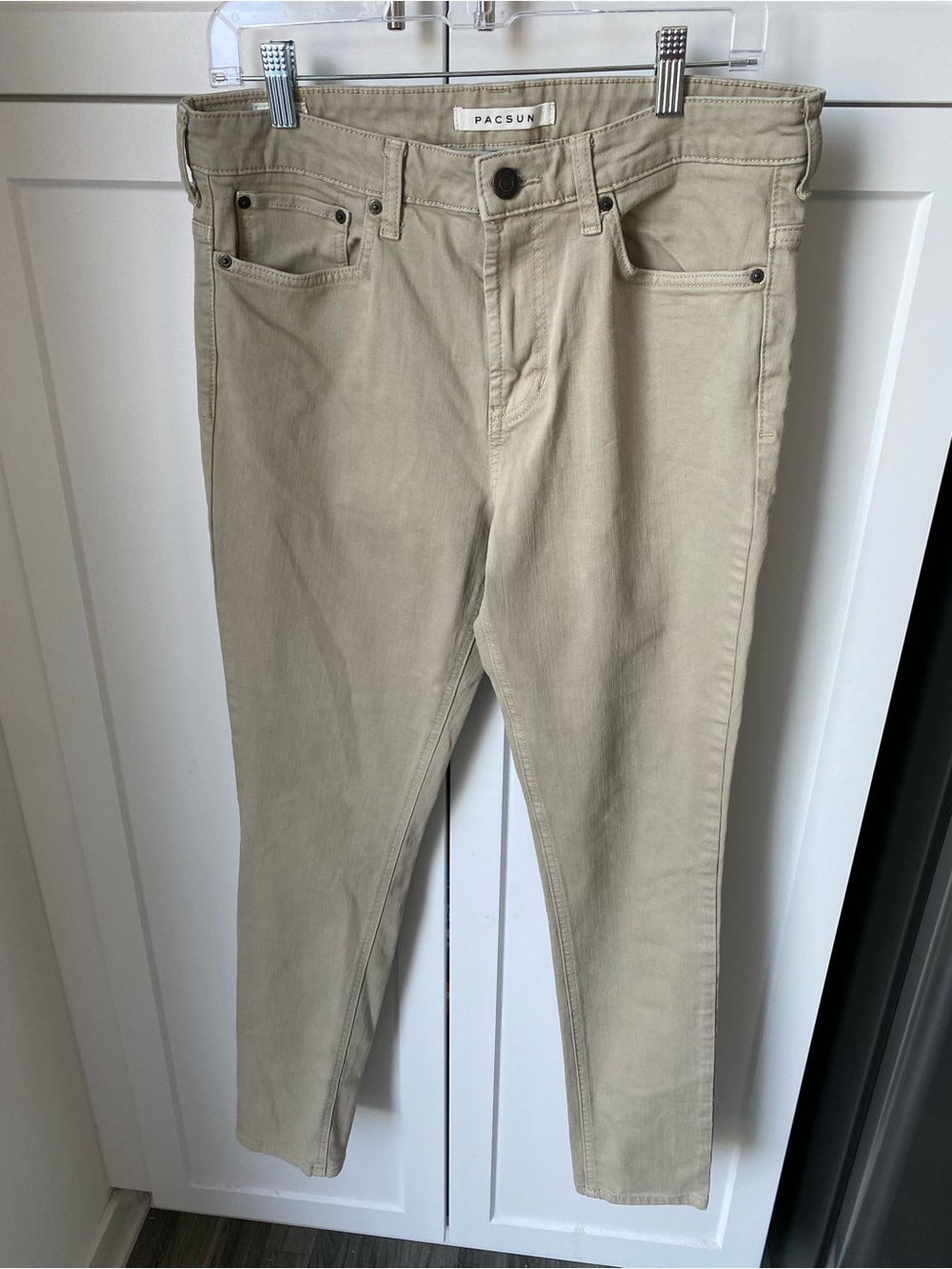 PacSun 32 x 30 stacked skinny khaki tan jeans men’s